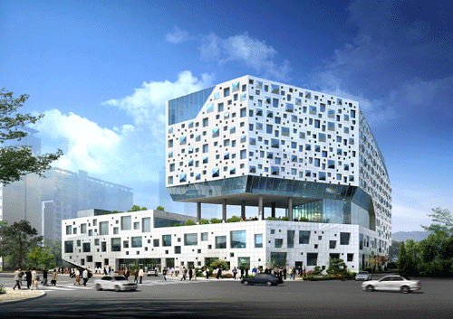 광주광역시 상무지구 김대중컨벤션센터 앞에 건립될 예정인 특급호텔 투시도.