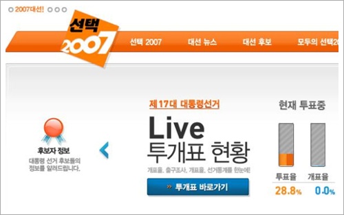 MBC 개표방송 선택 2007 홈페이지
