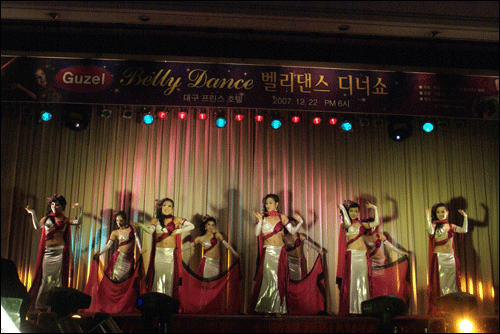한국규젤오리엔탈벨리댄스 전문프로댄스 강사들의 공연 모습이다.