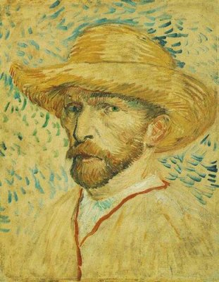 (Self-Portrait with Straw Hat), 1887, Summer,Oil on cardboard, Amsterdam Van Gogh Museum, Netherlands