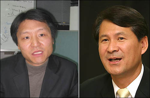 김앤장 권력을 해부한 공저자 장화식 투기자본감시센터 정책위원장(왼쪽)과 임종인 의원. 