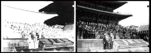 영친왕의 고국 방문 기념 사진(보는 방향 오른쪽)과 유리건판(보는방향 왼쪽)