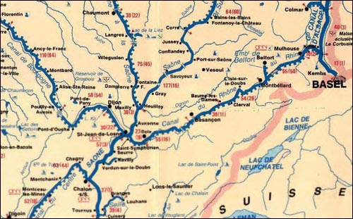 '론강에서 라인강까지' 운하 지도.