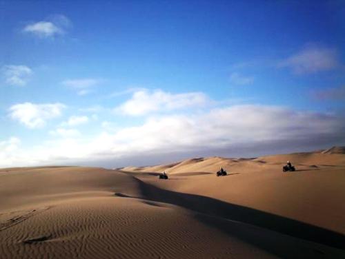 스와콥문트의 나미브사막에서 퀘드바이킹하는 모습