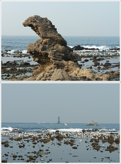풍화작용에 의해 멋드러진 모습으로 나타난 대보면 구만리의 까꾸리계 독수리 바위 