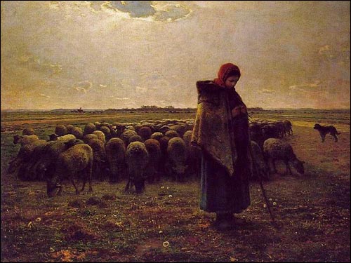 양치기 소녀와 양떼(Shepherdess with her flock), 캔버스에 유화, 1864, 프랑스