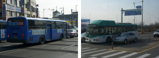 마전~당하~원당~유현(841) 및 백석~당하~원당~유현(1002) 구간의 이동에 활용할 수 있는 841번 시내버스와 1002번 시내버스. 8~15분 정도의 배차로 무난한 배차간격을 보이며 늦은 시간대에도 운행이 이뤄진다.