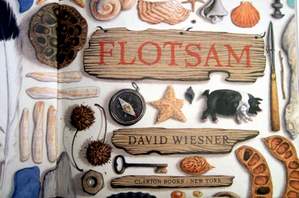 "Flotsam"의 속표지: 제목처럼 바닷가에서 주워모은 잡동사니 표류물들이다.
