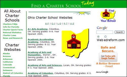 교사와 지역사회를 위한 차터스쿨 홈페이지(http://www.edreform.com/charter_schools/websites/ohio.html).