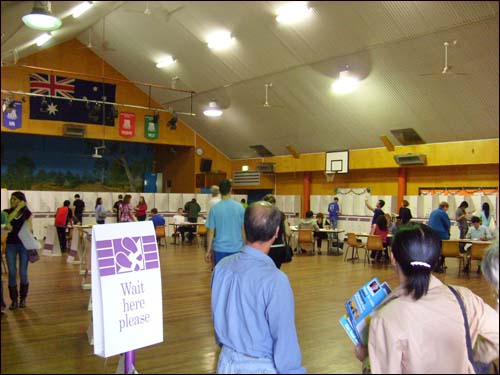 호주 투표소 안의 풍경.