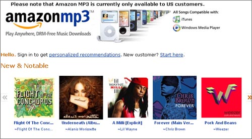 아마존 MP3 다운로드 홈페이지