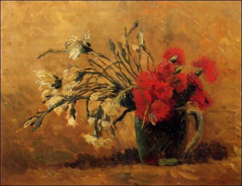 (Vase with Red and White Carnations on a Yellow Background), 1886, Kroller-Muller Museum, Netherlands