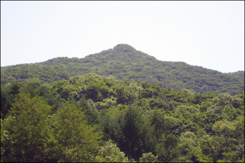  우리 동네에서 올려다 본 마니산 장군봉이다. 왕복 2시간 남짓 산행으로 아주 좋다.