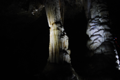 화암동굴 안에 있는 종유석의 모습