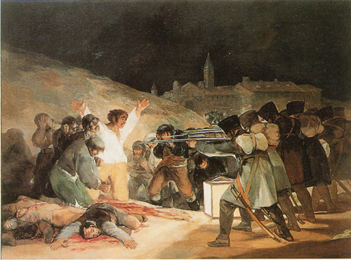 고야 <마드리드 1808년 5월 3일-프린시페 피오 언덕에서의 총살>, 1814~1815, 프라도미술관