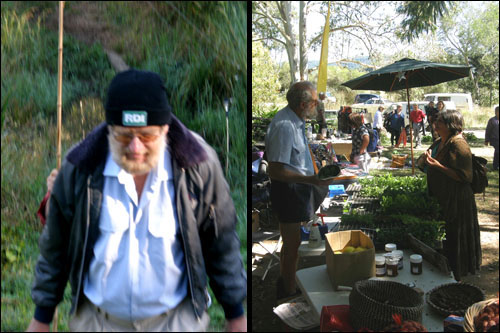 왼쪽은 #비 우유 짜러 가는, 비니 쓰니 약간 조폭 같은 맥스. 오른쪽은 크리스탈워터스 시장에서 꿀이랑 피칸, 어린 식물들 팔고 있는 맥스. 