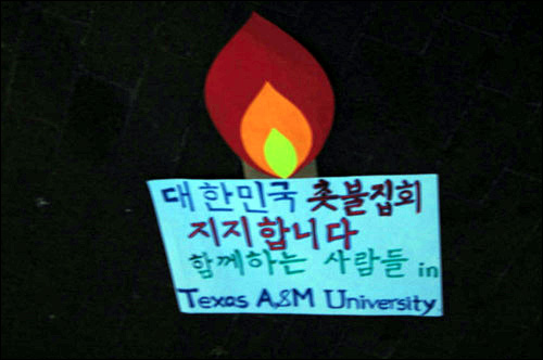대한민국의 촛불집회를 온 힘을 다해 지지합니다.