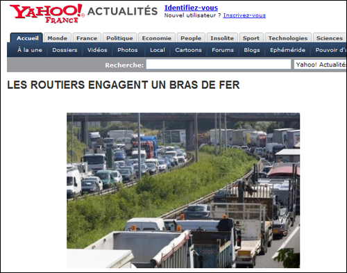 6월 16일 진행된 프랑스 화물 트럭 파업. 트럭들이 고속도로에 가득하다.