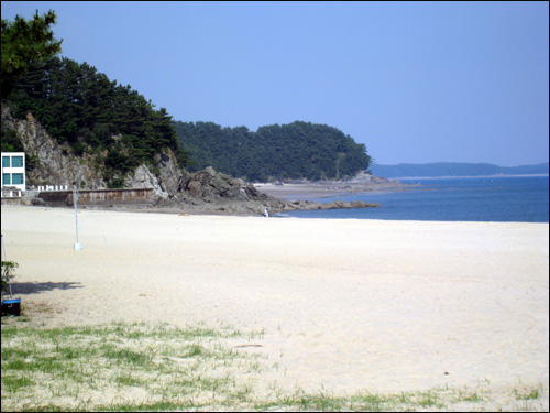 손님을 기다리고 있는 연포 해수욕장의 모습.