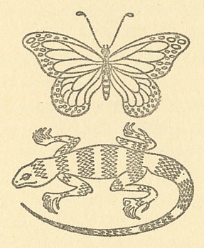 야히 겨레가 섬기는 두 신. 나비와 도마뱀. 도마뱀은 '카르츠나'라고 합니다. 도마뱀은 남성을, 나비는 여성을 나타냅니다.