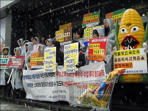 2008년 3월 서울환경운동연합 등 시민단체들의 'GMO 옥수수 수입반대' 기자회견
