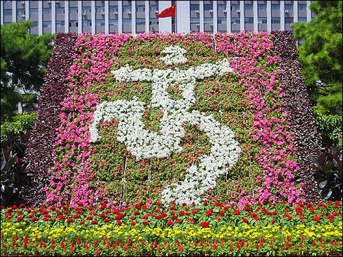  베이징올림픽 휘장을 수놓은 꽃들이다. 겉모습과 이미지만 챙기지 말고 서민들의 한결 힘들어진 삶도 함께 챙겼으면 하는 바람이다. 