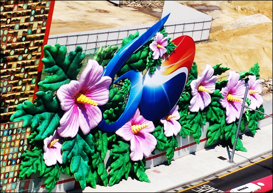 정부수립 60주년을 기념하기 위하여 광화문에 핀 무궁화 꽃