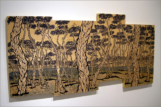 '경주-102' 나무를 파고 채색 101×210cm 2006  