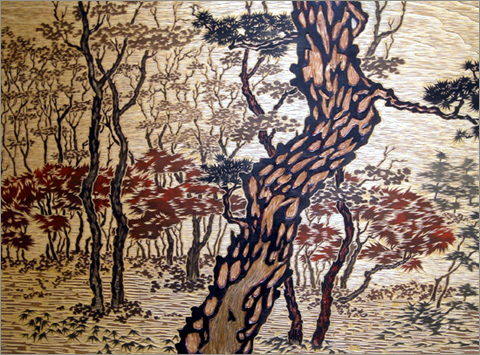 '금산-40' 나무를 파고 채색 60×90cm 2006