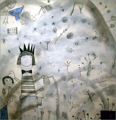  친구Ⅰ캔버스에 파스텔과 유화 162×162cm 2008