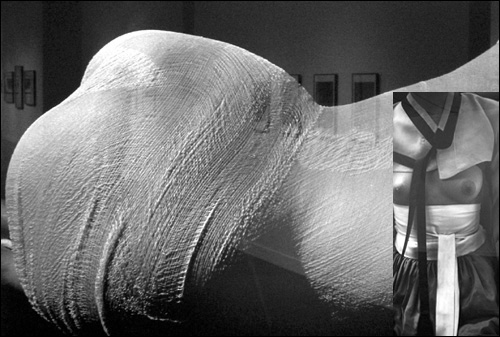 이창남(1943~) I '누드' 디지털 실버프린트 60×90cm 1980. 김중만(1954~) '젖' 잉크젯프린트 180×120cm 2006 부분화. '젖'은 혜원 신윤복의 그림을 사진으로 재창조한 것 같다