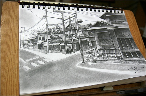 완성작을 소개하기 전에 또다른 작품인데.. 여기도 오사카의 어느 마을입니다. 