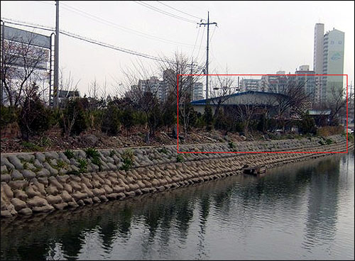 논란이 일고 있는 천변 김씨의 집(붉은 선 네모). 