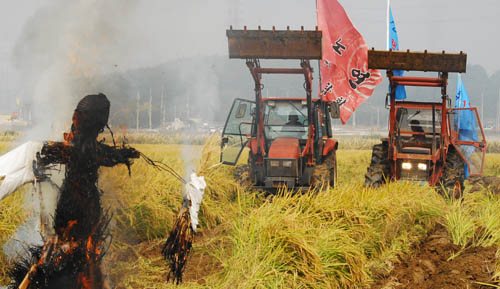 한국농업경영인 중앙연합회가 고위공직자 쌀 소득보존 직불금 불법 수령에 분노, 태안읍 장산2리에서 트랙터를 이용해 논을 갈아엎고 쌀 직불금을 불법 수령한 고위공직자를 모형한 허수아비를 만들고 화형식을 가졌다.