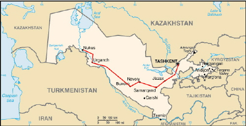 붉은 선을 따라 서쪽에서 동쪽으로 이동하면 1200km가 된다.