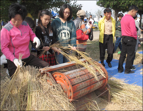 홀태를 이용한 벼 타작 등 일상에서 쉽게 하기 힘든 농사체험을 해볼 수 있는 것은 대한민국농업박람회의 특전이다.