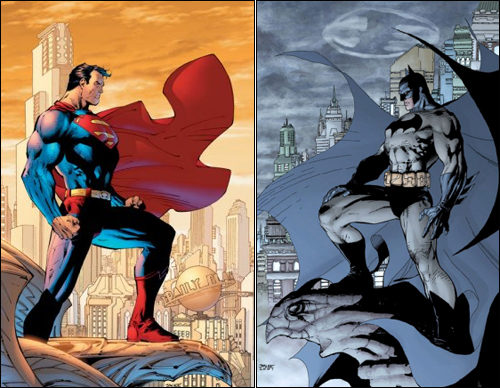 미국의 대표적 슈퍼영웅인 슈퍼맨과 배트맨.