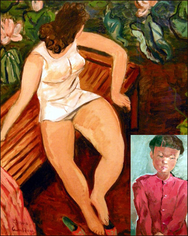 임군홍(1912-1979) I '모델' 캔버스에 유채 90×71cm 1946 국립현대미술관. 이인성(1912-1950) I '빨간 옷을 입은 소녀' 캔버스에 유채 45×26cm 1940년대 후반 개인소장 
