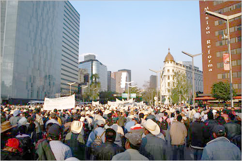 레포르마 거리에서 소깔로 광장까지 수만 명의 시위 참가자가 열을 지어 이동했다. 언론에서는 이 날 참가자를 7만명 이상으로 추산했다.