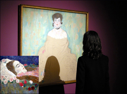 '아말리 주커칸들 초상(Portrait of Amalie Zuckerkandl) 미완성' 캔버스에 유화 128×128cm 1917. '마리아 뭉크 초상(Portrait of Maria Munk)' 캔버스에 유화 50×50cm 1912(아래)