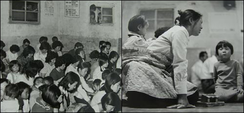 당시 기독교 성직자들도 빈민가에 교회를 세우거나 아예 이들 안에 들어가 함께 살면서 이들에게 위안과 새 힘을 주는 일을 했다.   이 사진은 당시 구호 활동을 했던 일본인 목사 노무라 모토유키가 찍어 한국 정부에 기증한 것의 일부다.