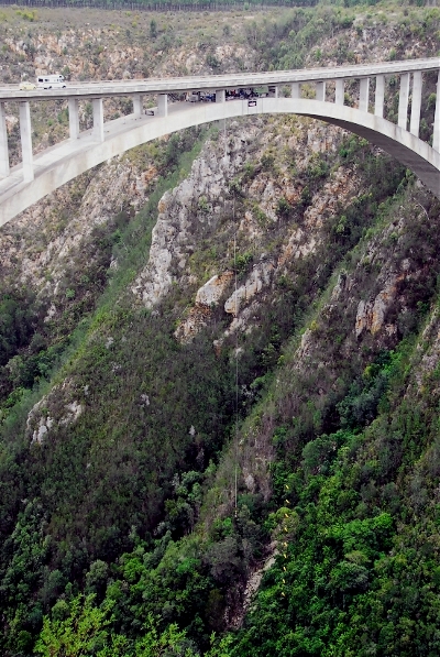 세계에서 가장 높은 Bloukrans River Bridge의 216m 번지 점프 

