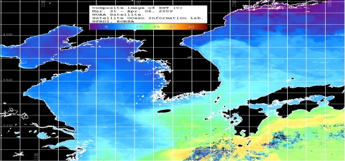 한국 해양 수온변화 한국해양자료센터 발췌