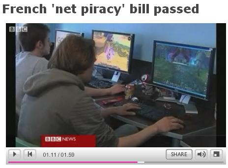 프랑스가 불법다운로드를 한 네티즌을 제재하는 법을 통과시켰다고 영국 공영방송 <BBC>가 보도했다. 