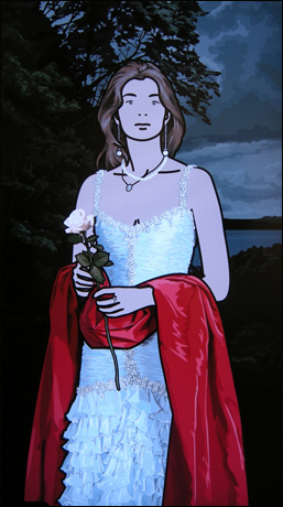 '빨간 숄 거친 마리아 테레사(Maria Teresa with red shawl)' 52인치 LCD스크린 125×75×12cm 2008  
