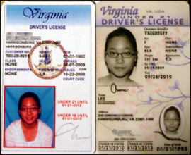 컬러사진이 붙은 이전 면허증(왼쪽)과 이번에 새로 발급 받은 작은딸의 최첨단 면허증. "입 다물어!" 
