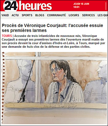6월 9일 재판에 나선 베로니크 쿠르조를 다룬 '24heures' 보도.