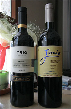 내가 즐겨 마시는 칠레 와인 트리오(왼쪽).