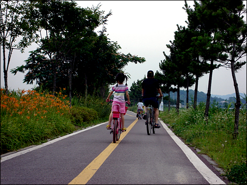 시흥시는 자전거 활성화를 위해 자전거도로를 만들고 있다.