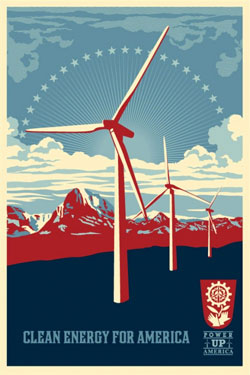 대체 에너지 개발이라는 오바마 정부의 정책을 지원하기 위한 포스터
